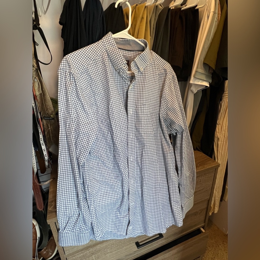Johnston and Murphy Checkered Button Up L